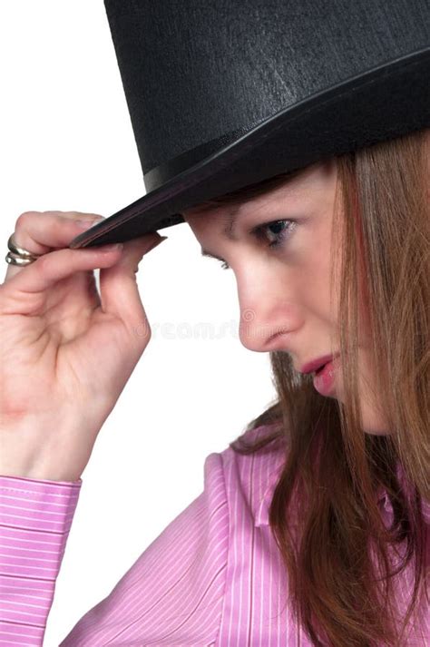 woman wearing  top hat stock photo image  actor headwear