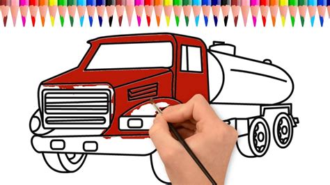 oil truck coloring pages construction truck coloring video  kids