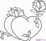 Coloring Roses Hearts Pages Valentine Comments sketch template