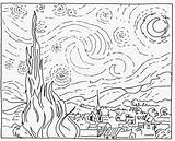Starry Night Gogh Van Painting Coloring Vincent Drawing Sponge Sky Printable Galt Masterpiece Mini Toys Pages Template Kids Color Line sketch template