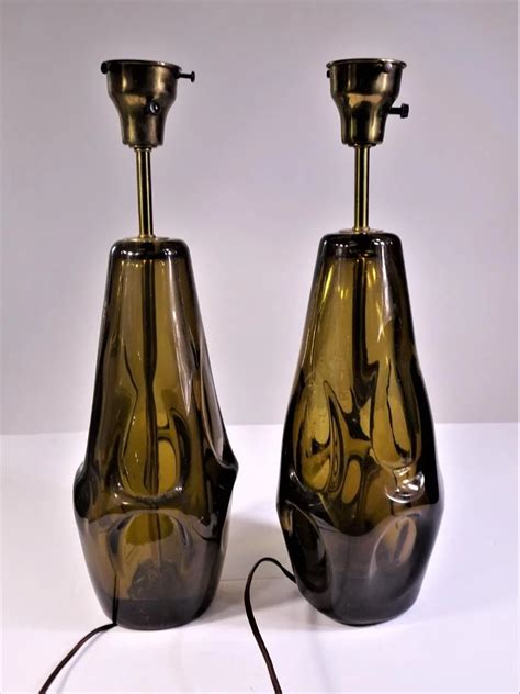 For Auction Pair Of Mid Century Modern Hand Blown Glass Lamps 118