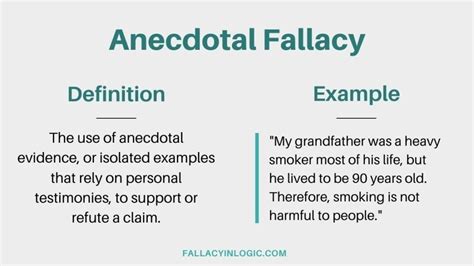 anecdotal fallacy      anecdotal evidence fallacious