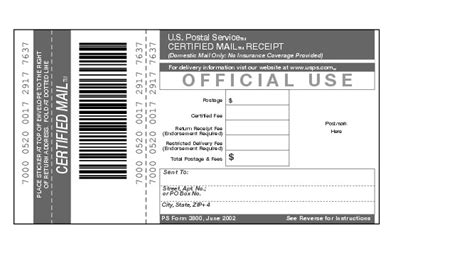 shows form  certified mail receipt