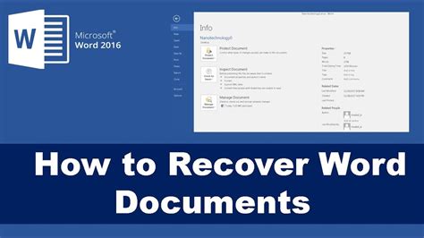 recover unsaved document word  youtube
