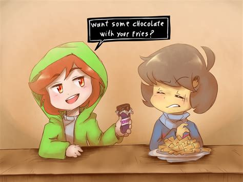 Storyshift Chara And Frisk At Grillbys By Thegreatrouge On