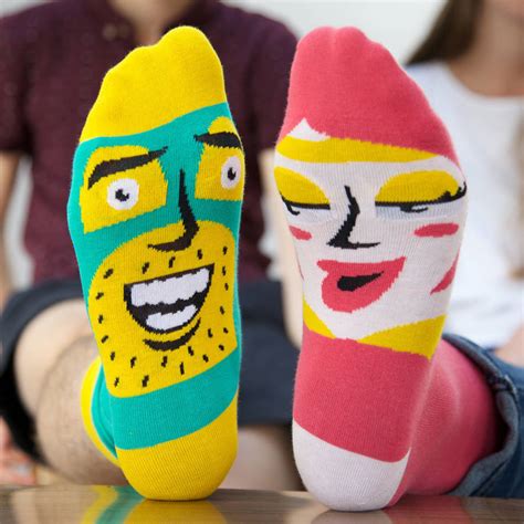 sock set with funny characters for couples by chattyfeet