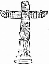 Totem Pole Poles Kolorowanki Dzieci Native Autochthon Characters sketch template