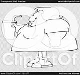 Fountain Soda Outlined Obese Holding Woman Royalty Clipart Cartoon Vector Djart sketch template