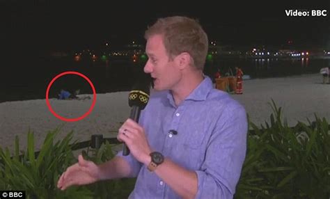 bbc rio olympics coverage interrupted by couple having sex on beach behind dan walker daily