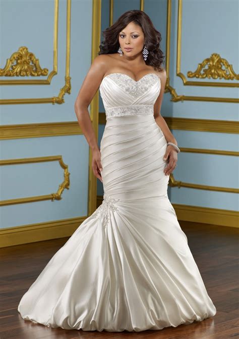 Lustrous Plus Size Satin Wedding Dress Morilee