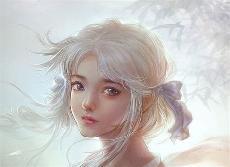 Girl Art Fantasy Luminos Blonde Face White Portrait Hd