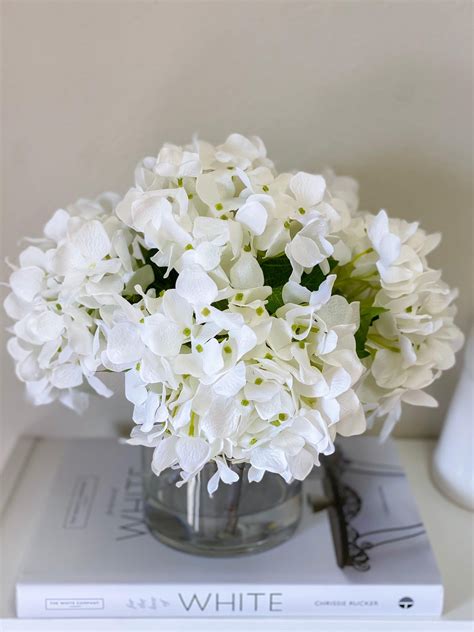 real touch french hydrangea flower arrangement white hydrangea centerp
