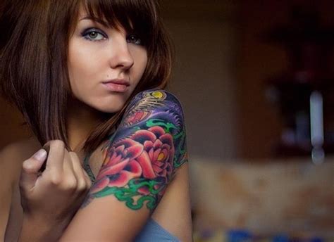 flower dragon shoulder female tattoo female tattoo girl tattoo
