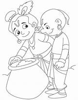Krishna Coloring Pages Baby Sudama Lord Colouring Butter Chhota Kids Little Bheem Sketch Cartoon Drawing Easy Janmashtami Printable Enjoying Adult sketch template