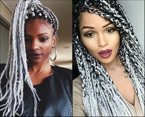 black women colourful box braids hairstyles  hairstyles
