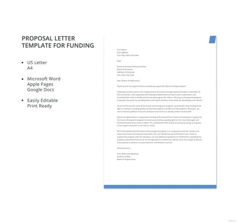 proposal letter template  funding proposal letter letter