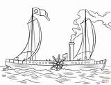 Coloring Steamboat Robert Fulton Clermont Pages Drawing Fultons Boats Paper Ships sketch template