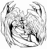 Teufel Engel Archangel Satan Ausmalen Defeating sketch template