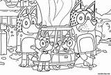 Pages Bluey Family Coloring Garden Kids Color Print sketch template