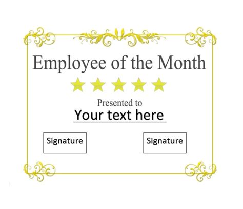 printable employee   month certificate template printable