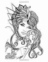 Coloring Pages Adult Woman Beautiful Girl Coloriage Color Women Adults Fairy Books Rated Portraits Printable Amazon Sheets Print Pour Fr sketch template
