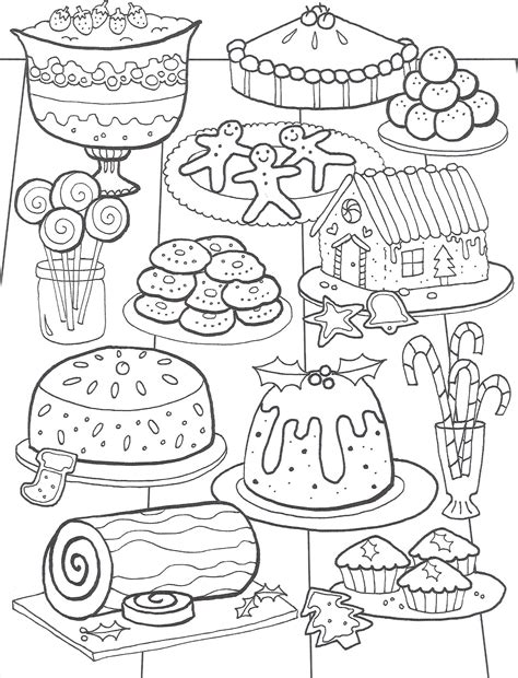 coloring page  cakes   desserts