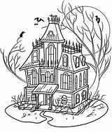 Haunted Coloring Halloween House Pages Mansion Spooky Drawing Color Colouring Castle Houses Printable Kids Sheets Sheet Print Adults Number Village sketch template
