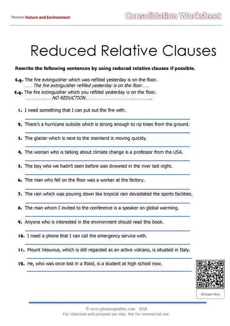 reduced relative clauses worksheet photocopiables mey english class  reduced relative