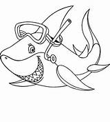 Coloring Shark Baby Pages Cartoon Mouth Open Printable Drawing Cool Snorkeling Gear Print Kids Color Sharks Getcolorings Getdrawings Cute Family sketch template