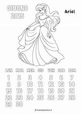 Calendario Principesse Stampare Mesi Pianetabambini Ariel Singolarmente sketch template