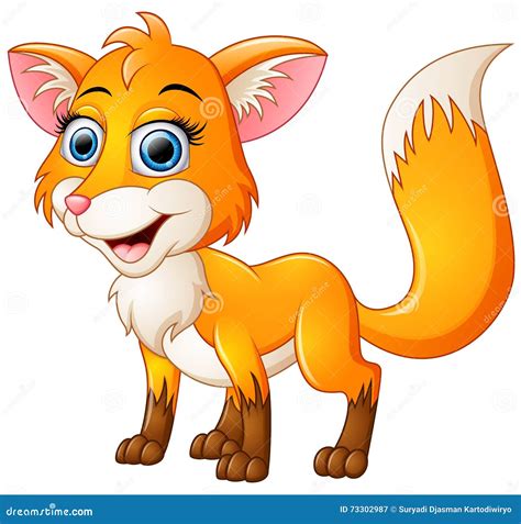 happy fox cartoon isolated  white background stock vector