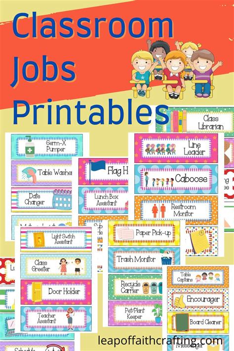 printable classroom jobs     preschool job chart