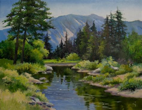 nels everyday painting mountain stream revised sold