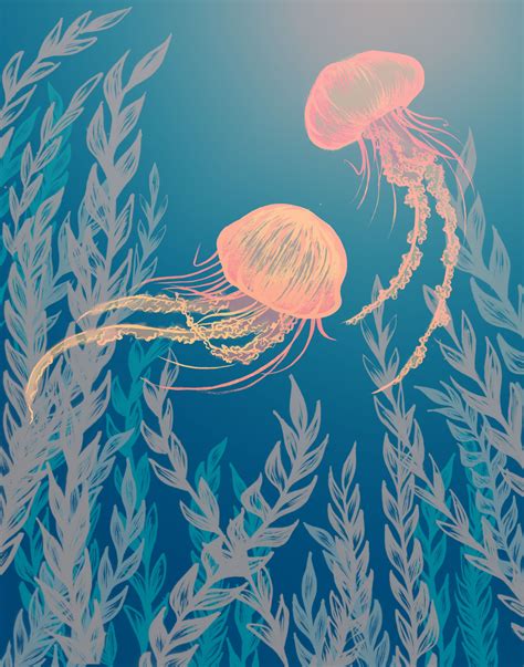 jellyfish illustration jellyfish painting jellyfish art