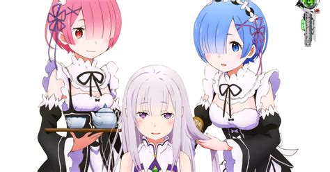 Re Zero Emilia Rem Ram Mega Cute Service Hd Render Ors Anime Renders
