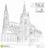 Prague Coloring Designlooter Czech Drawn Castle Illustration Hand 98kb 1300 sketch template
