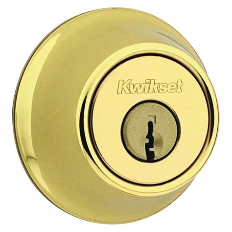 kwikset  series polished brass double cylinder deadbolt   rcal rcs  home depot