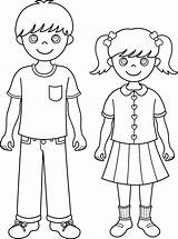 Sister Brother Line Clip Siblings Coloring Little Cute Sweetclipart sketch template