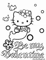 Coloring Pages Hello Kitty Mermaid Valentines Printable Bubbles Flower Valentine Color Print Girls Comments sketch template