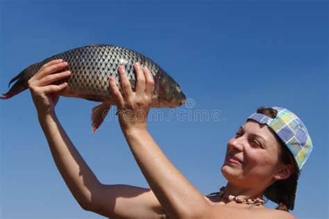 girl  fish stock image image  destinations