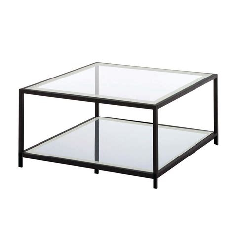 Krystof Square Coffee Table Black Metal Frame Glass Top Buy