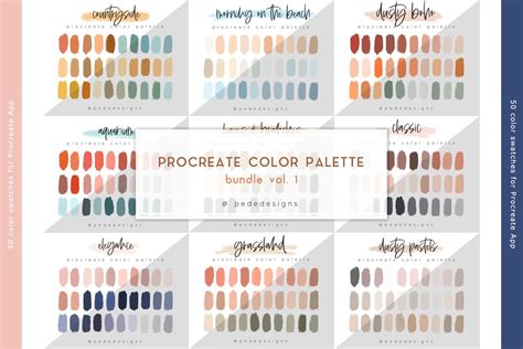 procreate color palettes bundle vol  design cuts