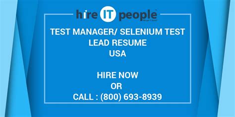test managerselenium test lead resume hire  people