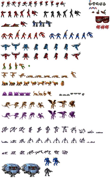 spriters resource full sheet view contra  enemies