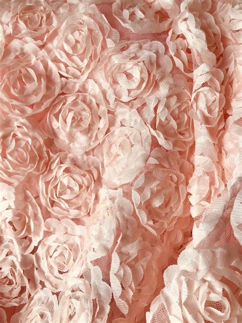 chiffon fabric light pink rose lace fabric  floral lace apparel