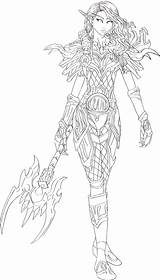 Coloring Elf Pages Blood Warcraft Anime Female Hunter Warrior Elves Wow Book Drawings Adult Drawing Color Printable Deviantart Sheets Line sketch template