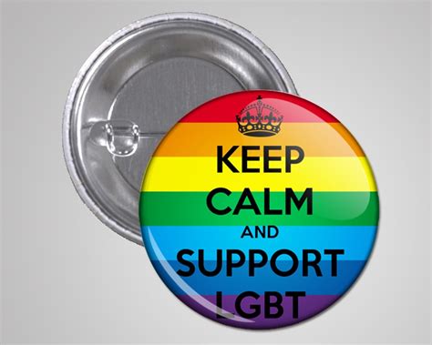 keep calm and support lgbt gay lesbian bisexual transgender pin button