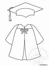Gown Cap Graduation Coloring sketch template