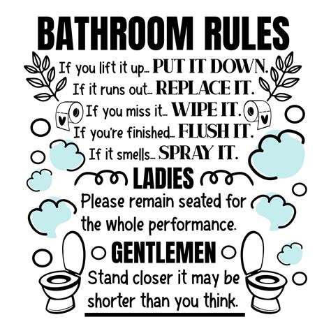 restroom sign svg funny bathroom sayings svg toilet rules svg restroom
