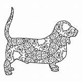 Coloring Pages Animal Basset Geometric Printable Dog Animals Hound Easy Book Dane Drawing Great Adults Color Greyhound Bloodhound Labradoodle Geometrical sketch template